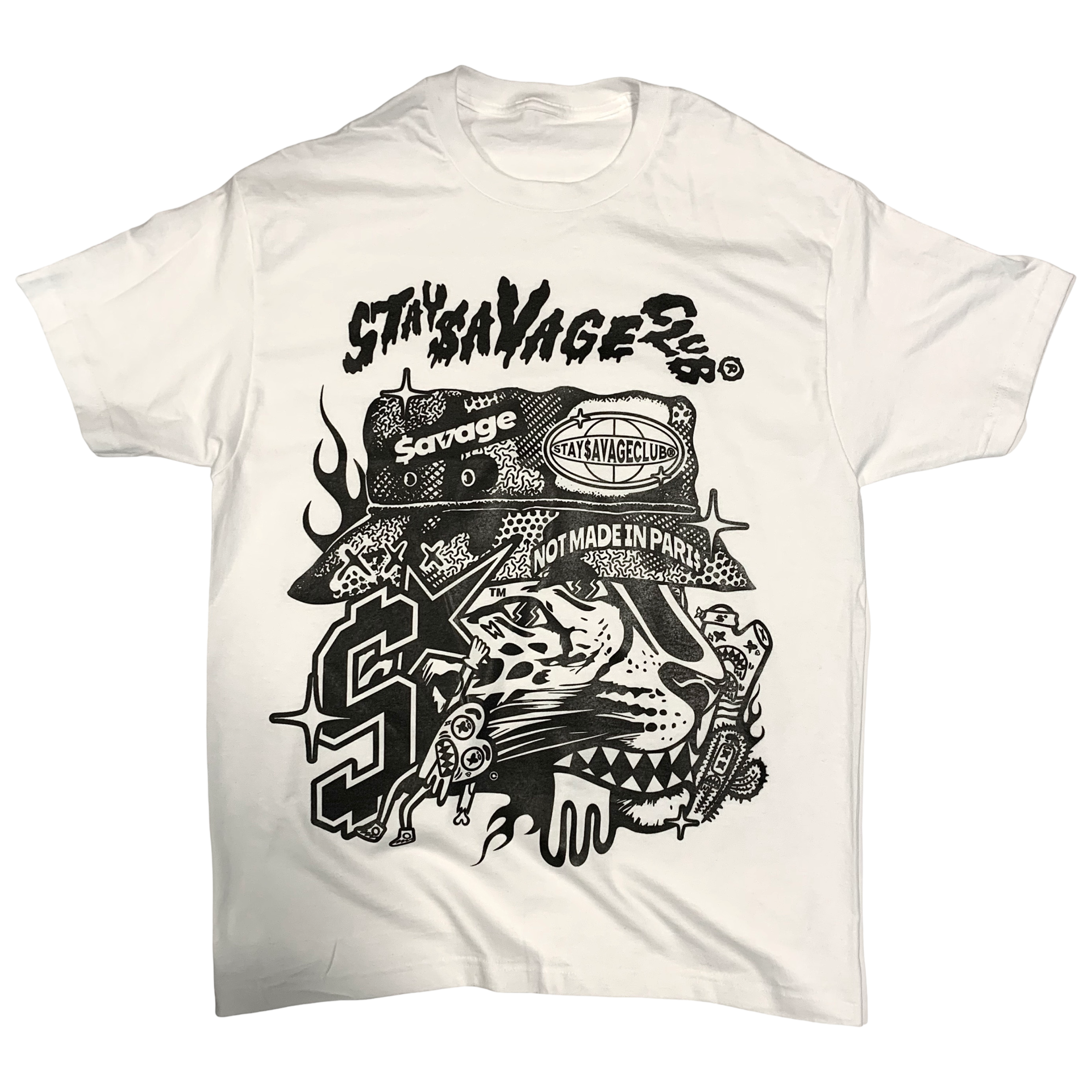 STAY $AVAGE CLUB® $AVAGE CHEETAH TEE (WHITE & BLACK)