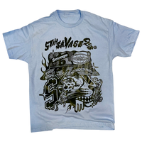 STAY $AVAGE CLUB® $AVAGE CHEETAH TEE (LIGHT BLUE & BLACK)
