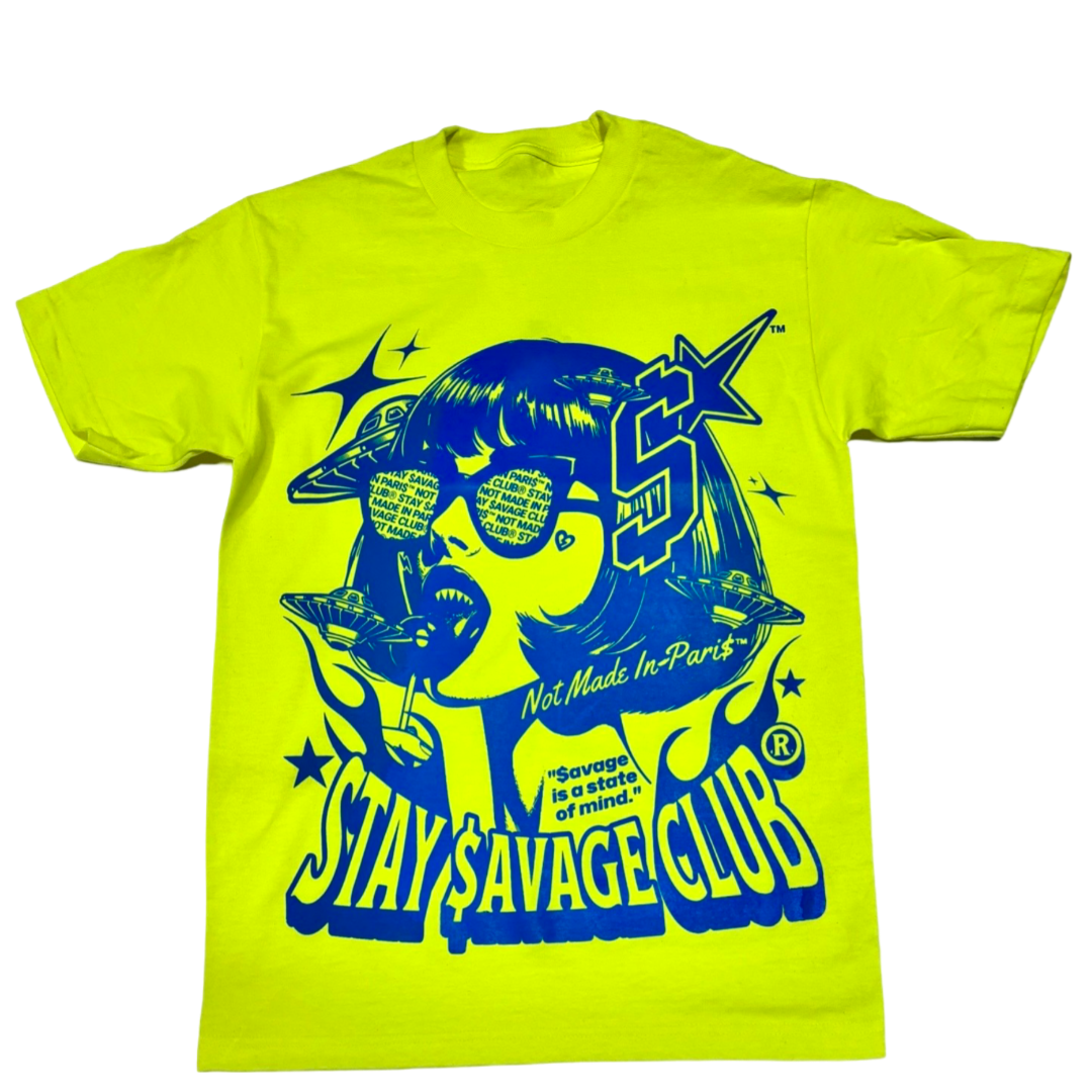 STAY $AVAGE CLUB® BOBIANA $AVAGE TEE (NEON GRN & BLUE)
