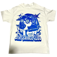 STAY $AVAGE CLUB® BOBIANA $AVAGE TEE (WHITE & BLUE)